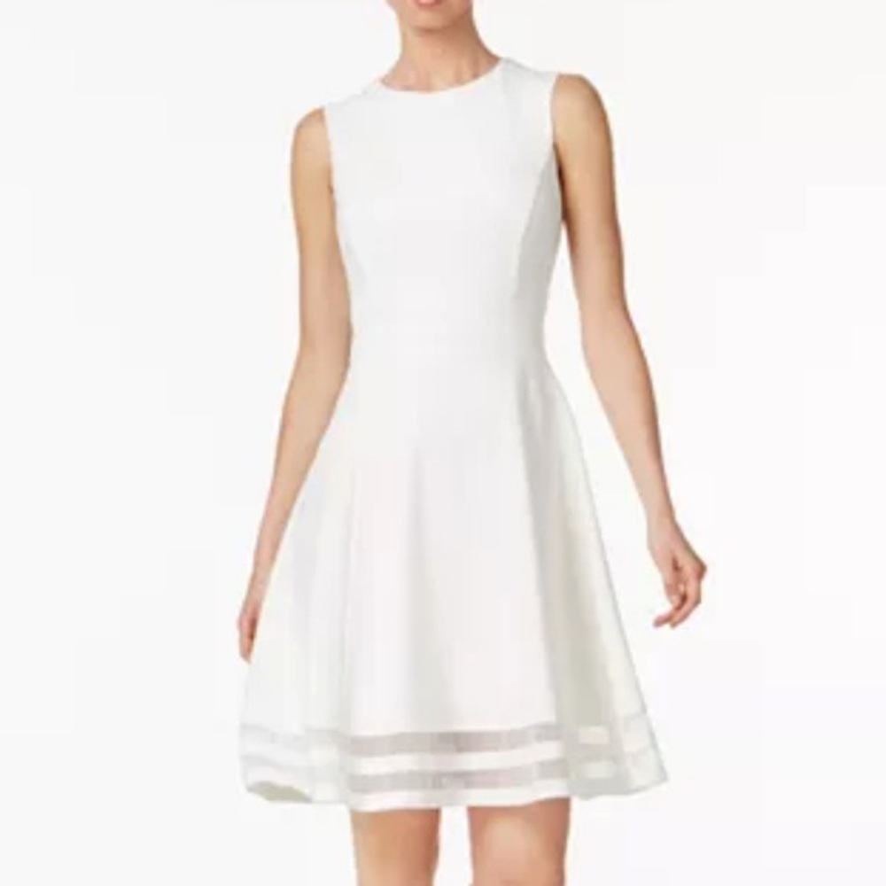 NWT Size 6 Calvin Klein White Fit and Flare Dress